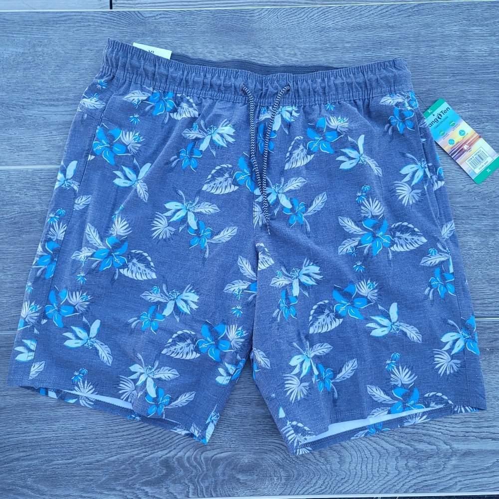 Blue Hawaiian Print Swimming Trunks XL
